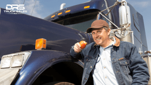 Happy semi-truck owner-operator receiving fast payment through factoring, ensuring smooth operations and fueling success in the trucking industry